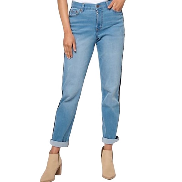 Denim&Co Denim - Denim&Co. Canyon Retreat Girlfriend Jean w/Distressed Tuxedo Stripe NWT SIZE 14